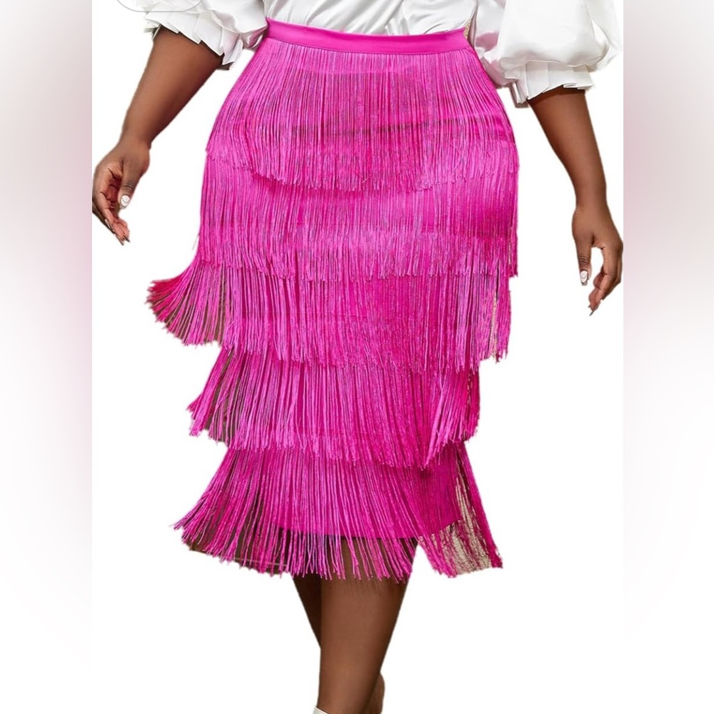 Pink Fringe Skirt